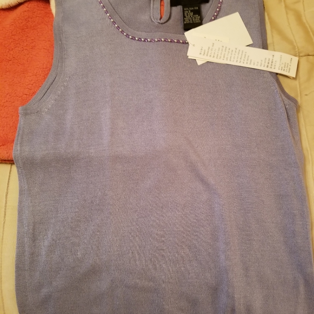 NWT August Silk Knits Periwinkle Shell